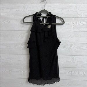 BCX Women’s Black Shimmer Sleeveless Blouse. Size L